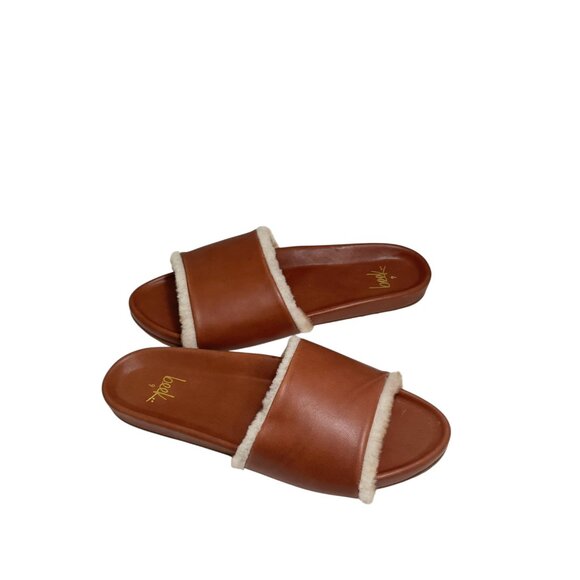 New BEEK Gallito Shearling & leather Slide Sandal Tan color Size 9 Anthropologie - Picture 3 of 5